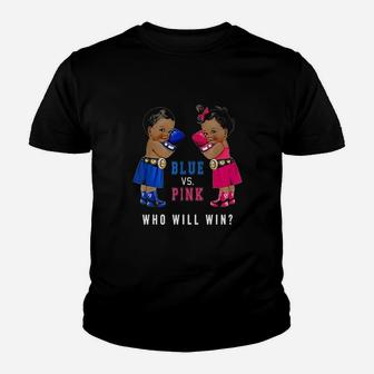 Blue Vs Pink Ethnic Boxing Babies Gender Reveal Youth T-shirt | Crazezy