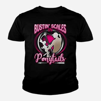 Bowfishing Bustin Scales Ponytails Mom Wife Mother Day Youth T-shirt | Crazezy DE