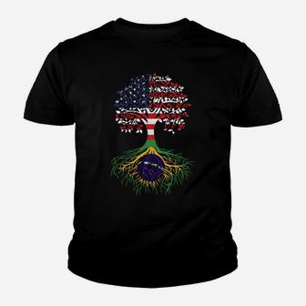 Brazilian Roots American Grown Tree Flag Sweatshirt Youth T-shirt | Crazezy