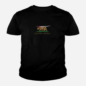 California Republic State Flag Bear Surfboard Youth T-shirt | Crazezy