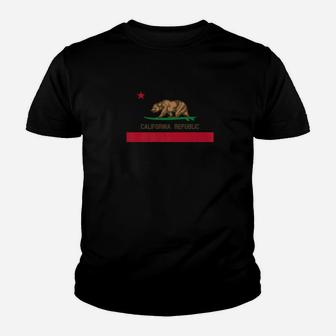 California Republic Surfing Bear State Flag Youth T-shirt | Crazezy