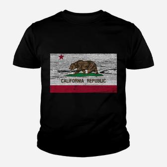California State Flag Hoodie Sweatshirt Vintage Wood Bear Youth T-shirt | Crazezy