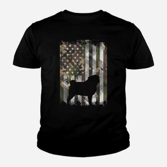Camo American Flag Pug Vintage Animal Pet Dog Patriotic Gift Youth T-shirt | Crazezy DE