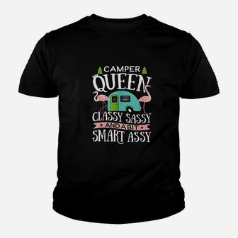 Camper Queen Classy Sassy Smart Assy Camping Rv Youth T-shirt | Crazezy
