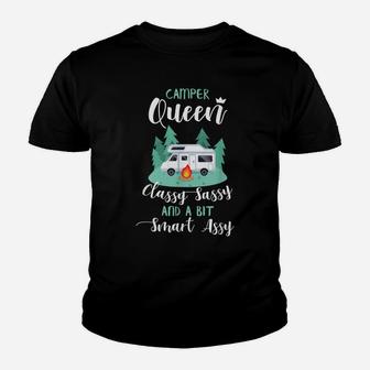 Camper Queen Funny Rv Gifts Camping Rv Gift Ideas Youth T-shirt | Crazezy UK