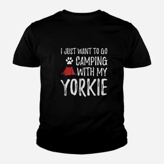 Camping Yorkie For Funny Dog Mom Or Dog Dad Camper Youth T-shirt | Crazezy UK