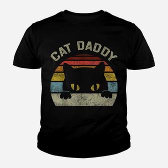Cat Daddy Men Vintage Retro Black Cats Dad Fathers Day Gift Youth T-shirt | Crazezy
