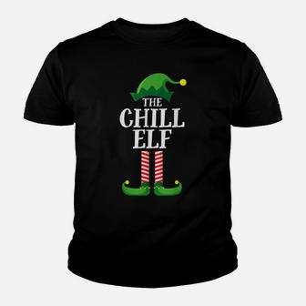 Chill Elf Matching Family Group Christmas Party Pajama Youth T-shirt | Crazezy