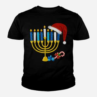 Chrismukkah Hannukah Santa Hat Family Christmas Pajama Gifts Youth T-shirt | Crazezy CA