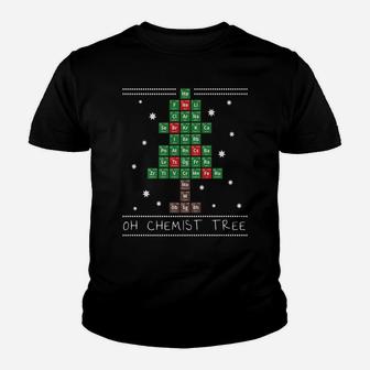 Christmas Chemistry Science Periodic Table Chemist Tree Youth T-shirt | Crazezy