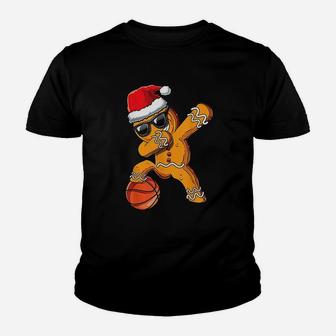 Christmas Dabbing Gingerbread Man Dab Cool Basketball Gift Youth T-shirt | Crazezy