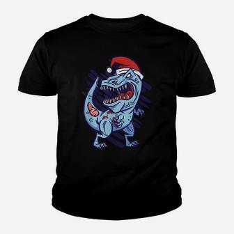 Christmas Dinosaur Zombie Crying Saurus Xmas Youth T-shirt | Crazezy