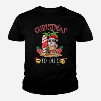 Christmas In July T Shirt Funny Santa Summer Beach Vacation Youth T-shirt | Crazezy