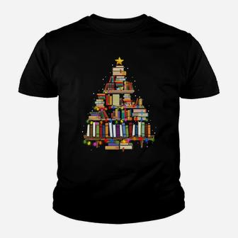 Christmas Library Tree Gift For Librarian And Book Lover Sweatshirt Youth T-shirt | Crazezy