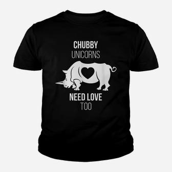 Chubby Unicorns Need Love Too Magical Rhinoceros Youth T-shirt | Crazezy