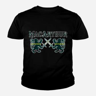 Clan Macarthur Scottish Family Kilt Tartan Lion Gift Youth T-shirt | Crazezy