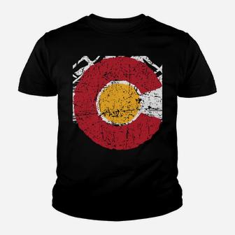 Colorado Mountains Hoodie Vintage Flag Mountain Sweatshirt Youth T-shirt | Crazezy