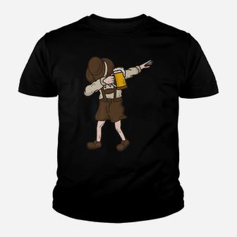 Cool Dabbing German Man With Beer Mug Shirt Oktoberfest Gift Youth T-shirt | Crazezy