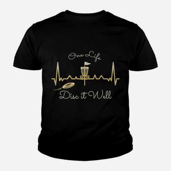 Cool Heartbeat One Life Disc It Well - Disc Golf Youth T-shirt | Crazezy
