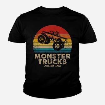 Cool Vintage Monster Truck Are My Jam Retro Sunset Youth T-shirt | Crazezy