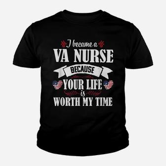 Cute Worth My Time Va Nurse Veteran Nursing Gift Women Youth T-shirt | Crazezy DE