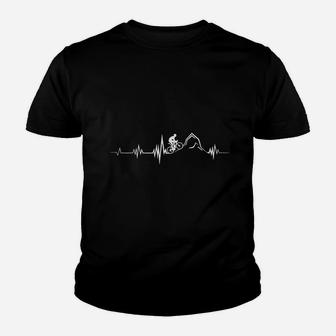 Cycling Heartbeat Racing Bicycle Mountain Youth T-shirt | Crazezy