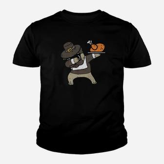 Dabbing Pug Pilgrim Thankgiving Dog Dance Turkey Day Youth T-shirt | Crazezy