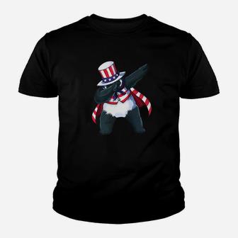 Dabbing Uncle Sam Panda Shirt Dab Dance 4th Of July Youth T-shirt | Crazezy