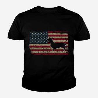 Dachshund America Flag Patriotic Weiner Dog Gift Sweatshirt Youth T-shirt | Crazezy