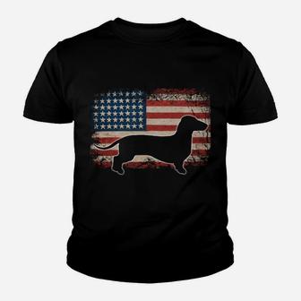 Dachshund Doxin Weiner Dog American Flag Sweatshirt Youth T-shirt | Crazezy