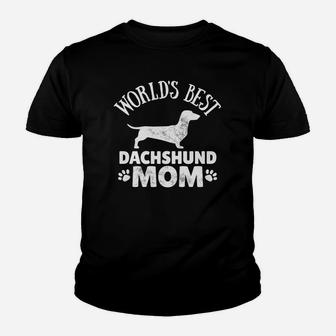 Dachshund Mom Tee Dog Walking Outfit Youth T-shirt | Crazezy