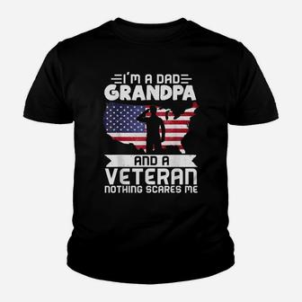 Dad Grandpa Veteran Nothing Scares Patriotic Veterans Day Youth T-shirt | Crazezy DE