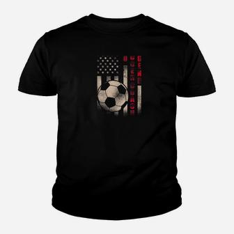 Dad Soccer Coach Legend Distressed Flag Patriotic Shirt Youth T-shirt | Crazezy