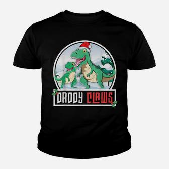 Daddy Claws Dad T-Rex Dinosaur Matching Family Christmas Youth T-shirt | Crazezy