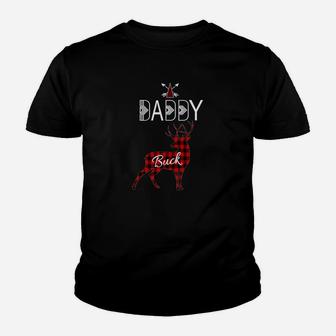 Daddy Deer Buck Shirt Buffalo Plaid Family Christmas Camping Youth T-shirt | Crazezy