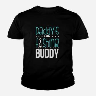 Daddy's Fishing Buddy Funny Father Kid Matching Youth T-shirt | Crazezy