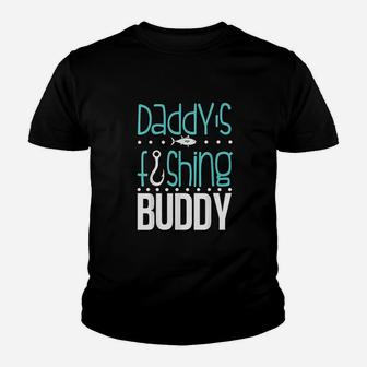 Daddys Fishing Buddy Funny Father Kid Matching Youth T-shirt | Crazezy