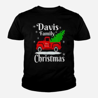 Davis Family Christmas Matching Family Shirts Old Red Truck Youth T-shirt | Crazezy