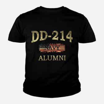 Dd-214 Navy Alumni American Flag Military Retired Veteran Youth T-shirt | Crazezy
