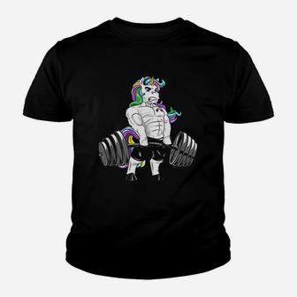 Deadlift Unicorn Gym Powerlifter Bodybuilding Youth T-shirt | Crazezy DE