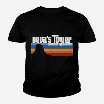 Devil's Tower National Monument Wyoming Retro WY Vacation Youth T-shirt | Crazezy CA