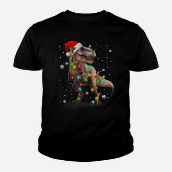 Dinosaur T-Rex Tree Christmas Sweater Xmas Pet Dino Trex Youth T-shirt | Crazezy