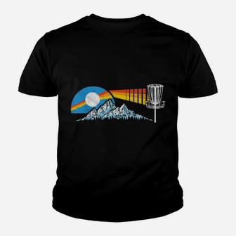 Disc Golf Distressed Mountains & Sun 80S Style Vintage Youth T-shirt | Crazezy