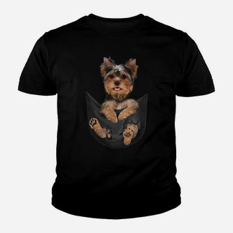 Dog Lovers Gifts Yorkshire Terrier In Pocket Funny Dog Face Sweatshirt Youth T-shirt | Crazezy CA