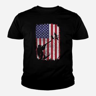 Duck Hunting American Flag Usa Hunters Gift Youth T-shirt | Crazezy CA