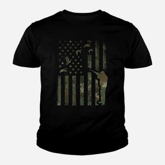 Duck Hunting Camo Men Camouflage Hunter Gift American Flag Youth T-shirt | Crazezy AU