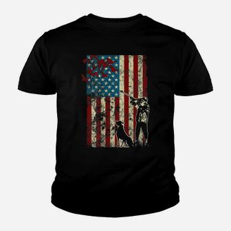 Duck Hunting Distressed Patriotic American Flag Gift Hunters Youth T-shirt | Crazezy AU