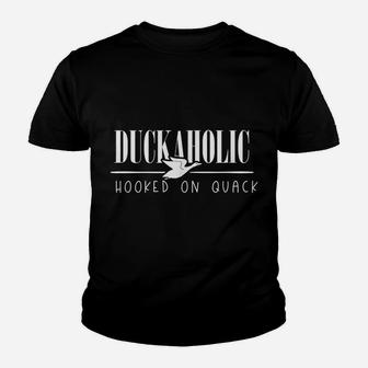 Duckaholic Funny Duck Silhouette Hooked On Quack Youth T-shirt | Crazezy