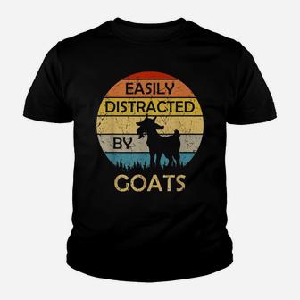 Easily Distracted By Goats Retro Vintage Funny Goat Lover Youth T-shirt | Crazezy CA
