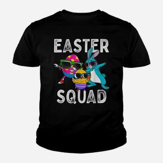 Easter Squad Dabbing Bunny Chick Egg Hunting Matching Family Youth T-shirt | Crazezy